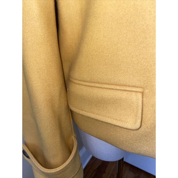 Anthropologie Cartonnier Large Mustard Wool Cropped LUISA Pea Coat Blazer - Picture 3 of 14